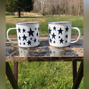 Vintage Old Navy Metal Coffee Cups, set of 2, 14 oz each NWOT